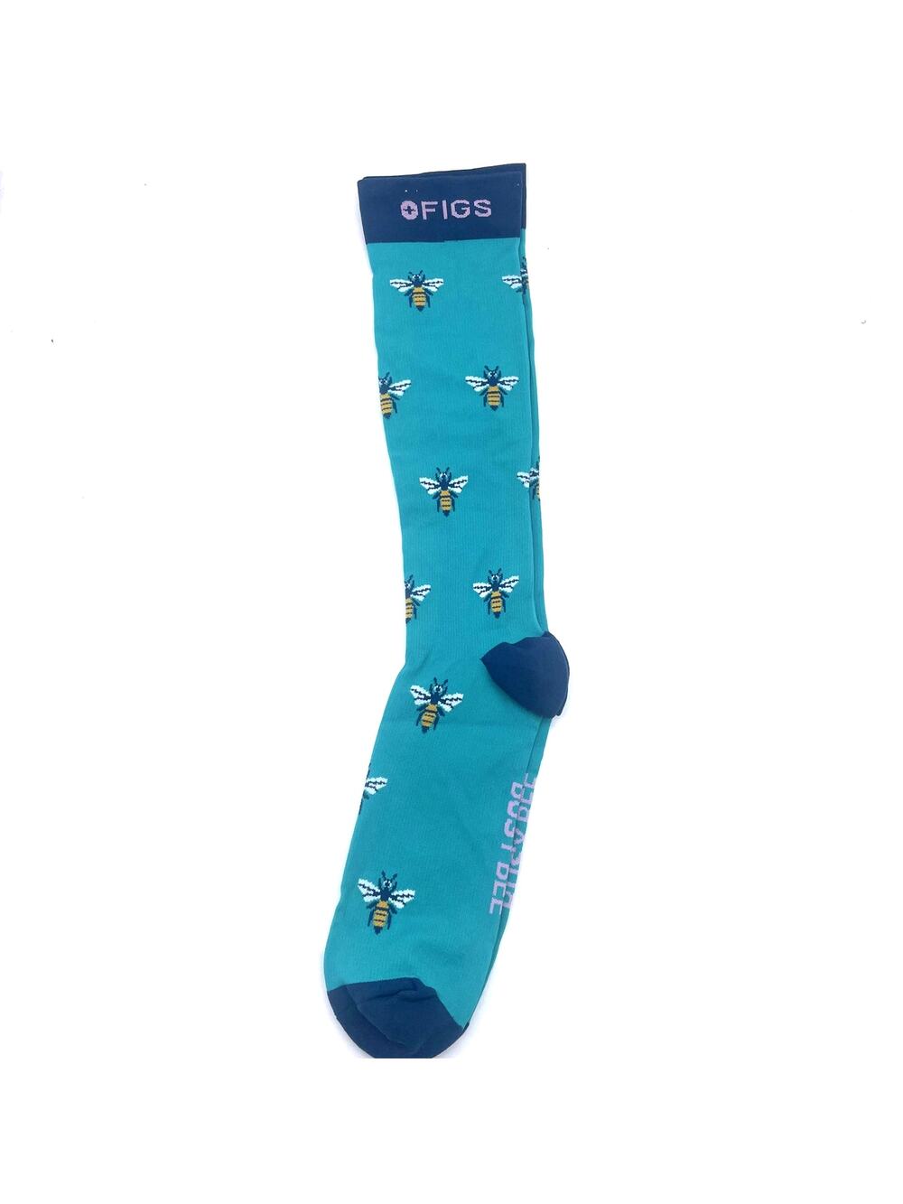 1 Pair FIGS Compression 'Bee' Blue Socks Size XL